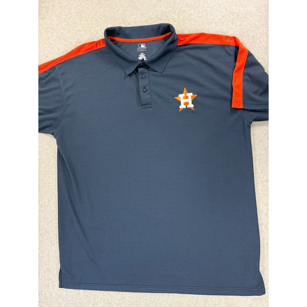 Houston Astros MLB Stitched Logo Baseball Polo Shirt (Men's 2XL Tall) Blue